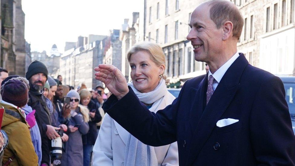 The new Duke and Duchess of Edinburgh meet members of the public as they attend a ceremony at the City Chambers