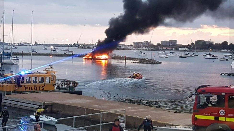 Parkstone Yacht Club catamaran fire