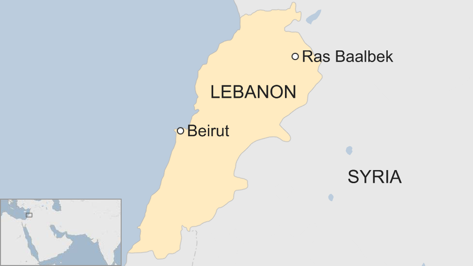 Map showing the location of Ras Baalbek in Lebanon