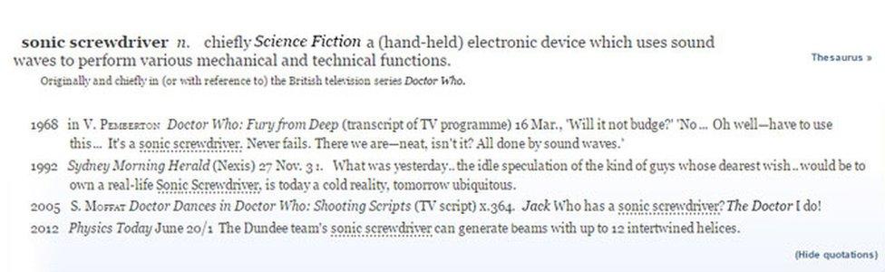 Dictionary explanation of what the sonic screwdriver is