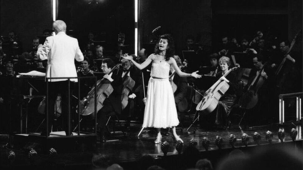 Catherine Zeta Jones performing with the orchestra in 1989