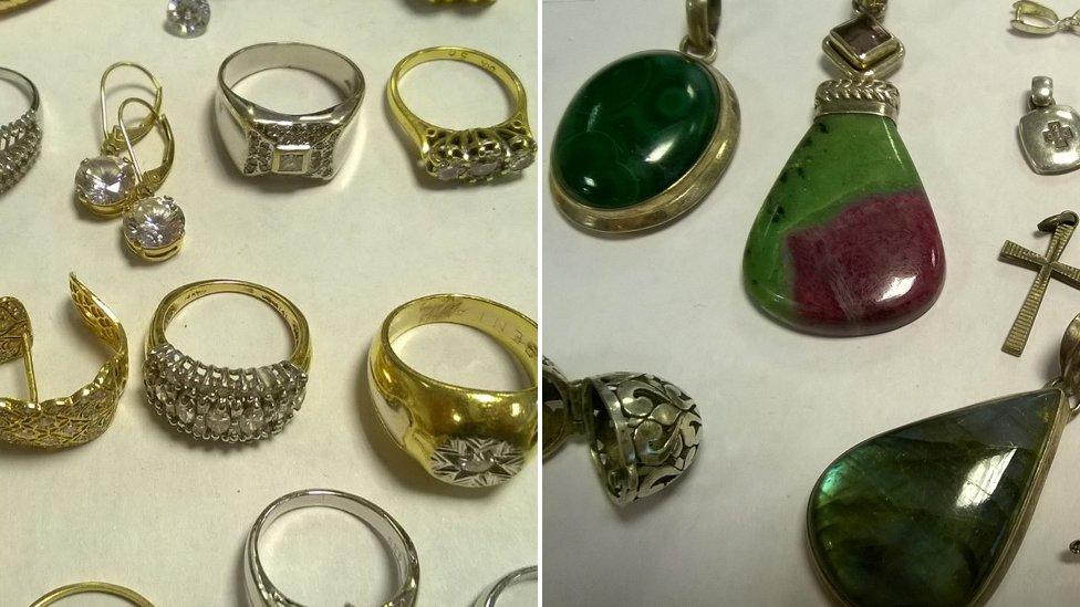 Diamond rings and semi-precious stone pendants