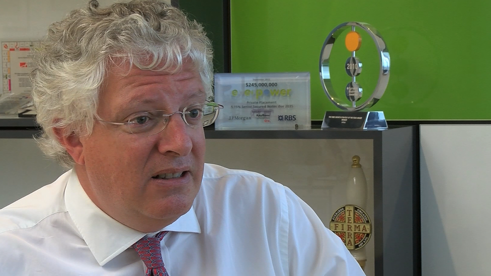 Guy Hands speaking at his Terra Firma office in Guernsey