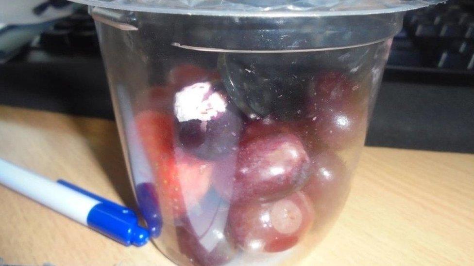 Mould on grapes sold at a Tesco store