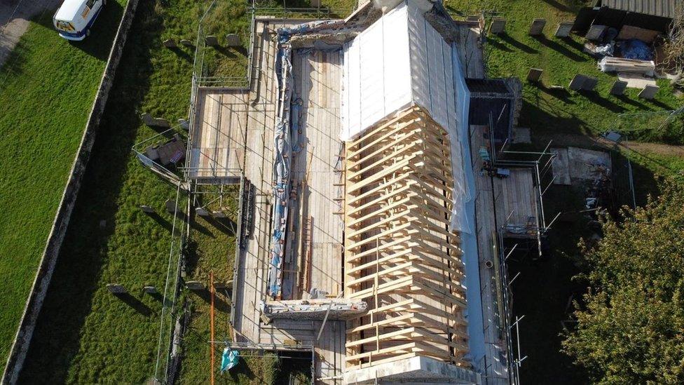 Aerial view of church