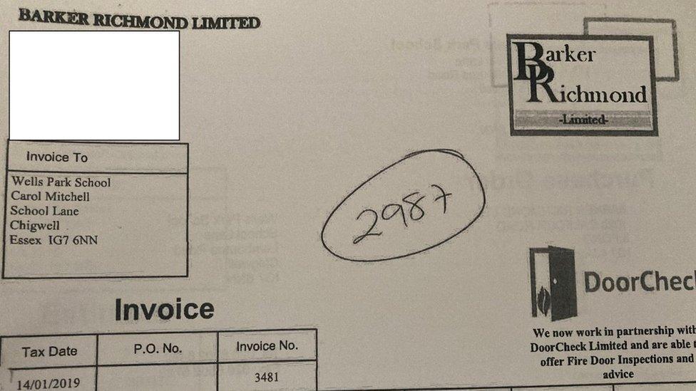 An invoice sent by the company Barker Richmond showing Carol Mitchell's name as the addressee