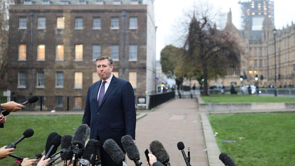 Sir Graham Brady addresses the media outside Parliament