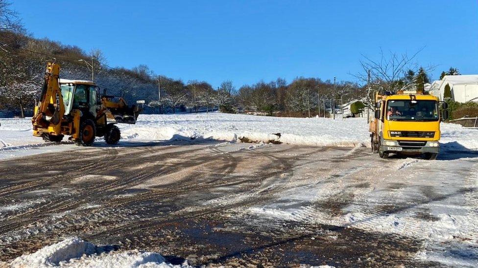 Volunteers cleared pathways so a Covid vaccine pilot in Maesteg could keep running