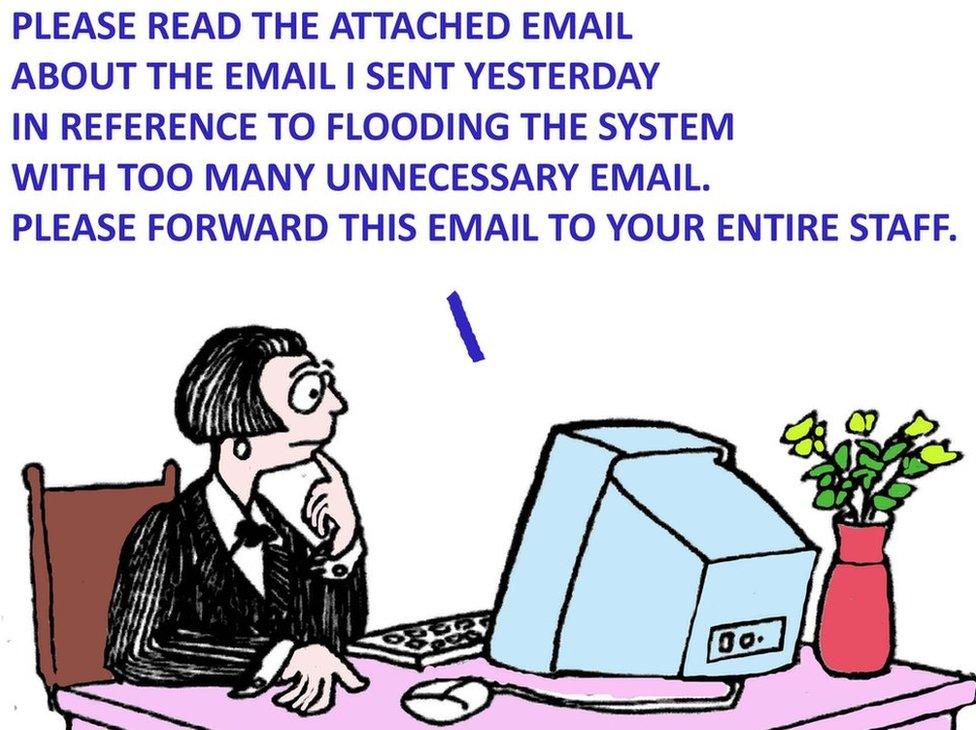 Cartoon about superfluous emails