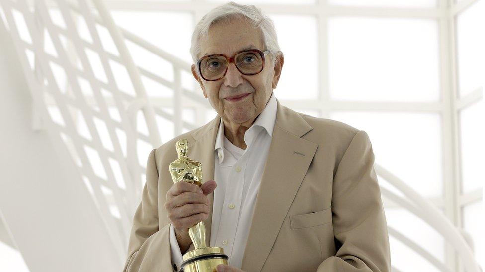 Ken Adam with his Oscar in 2012