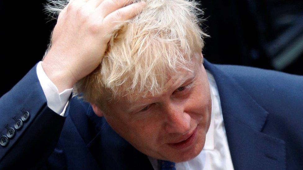 Britain's Foreign Secretary Boris Johnson arrives at an European Union foreign ministers meeting in Brussels, Belgium