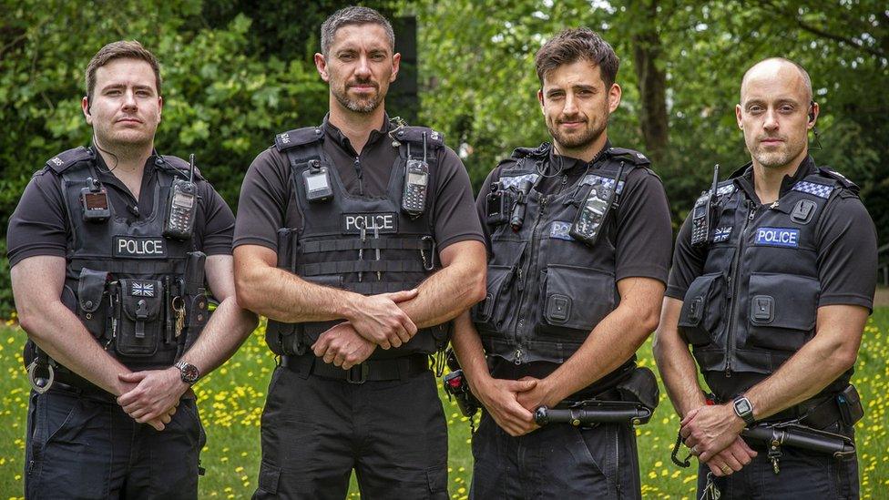 (l-r) PC James Packman, PC Liam King, PC Liam Steele and Sgt Iain Watkinson