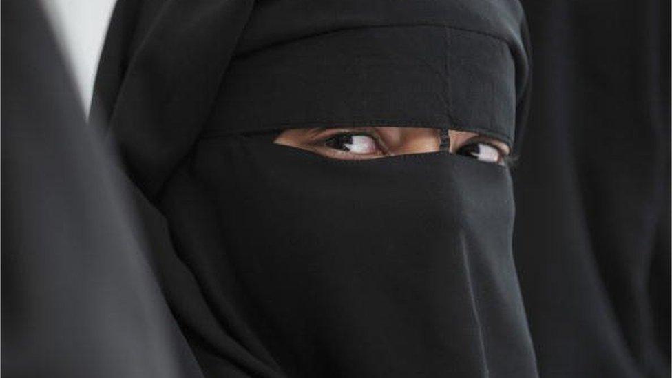 A Muslim woman wearing the bruka