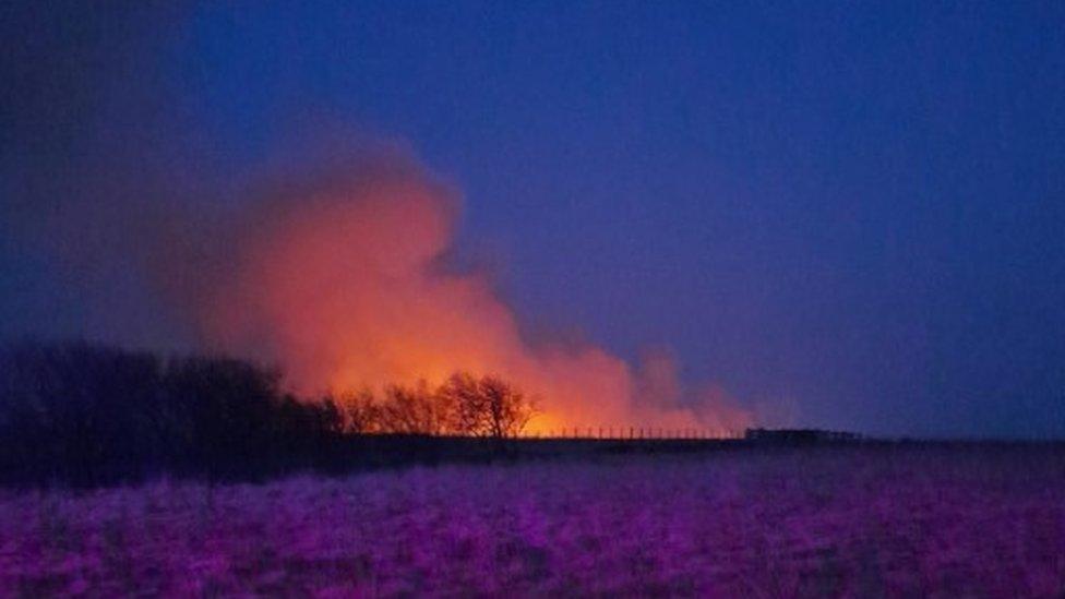 The fire near Cupwith Reservoir