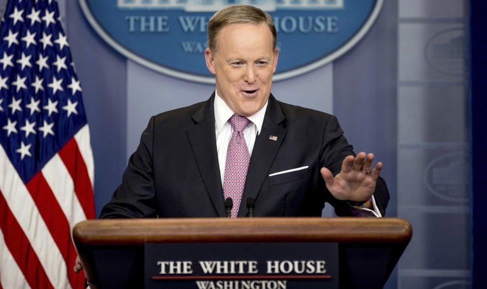 White House press secretary Sean Spicer talks to the media during the daily press briefing at the White House on 10 March.