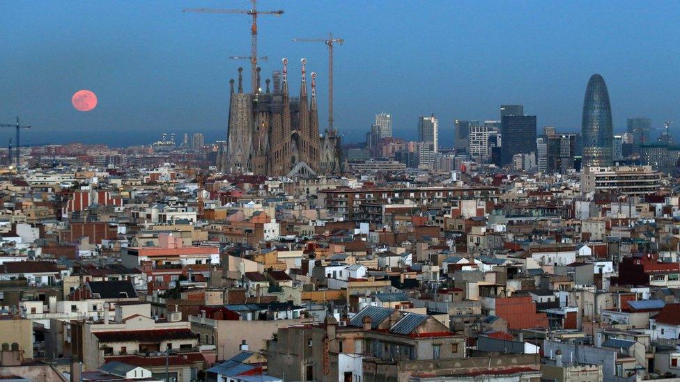 Moon overlooking Barcelona