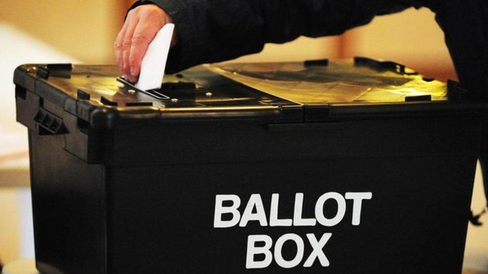 A voter puts their ballot paper into a ballot box