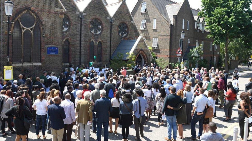 Memorial garden dedication ceremony