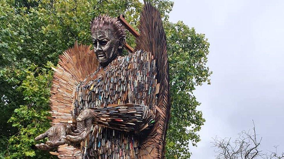 Knife Angel in Chesterfield, Derbyshire