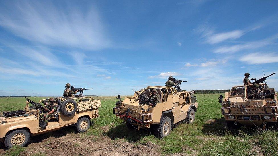 UK troops on exercise on Salisbury Plain