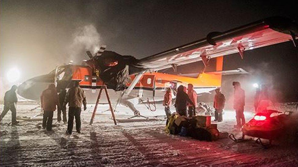 A plane arrives at a South Pole research station to deal with a medical emergency