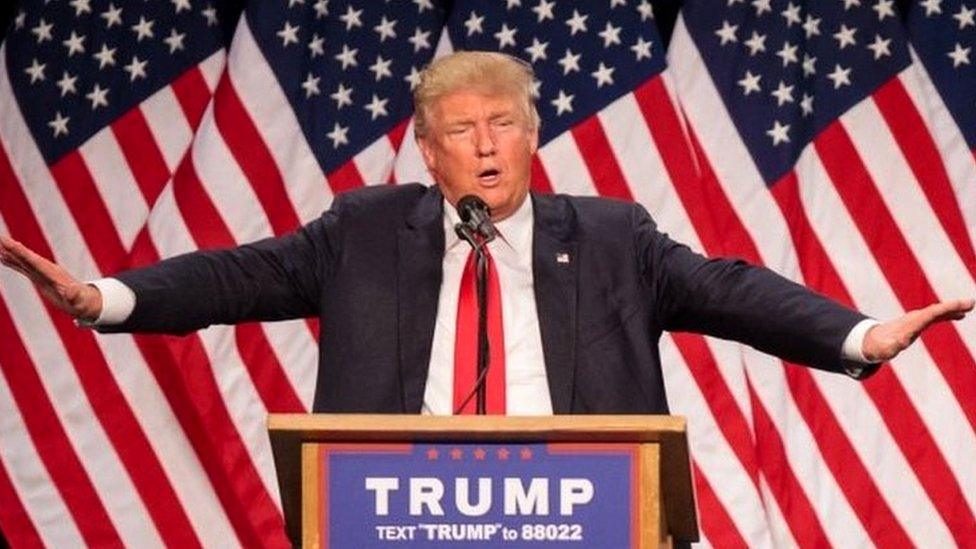 US Republican presidential candidate Donald Trump addressing supporters in Eugene, Oregon on May 6, 2016