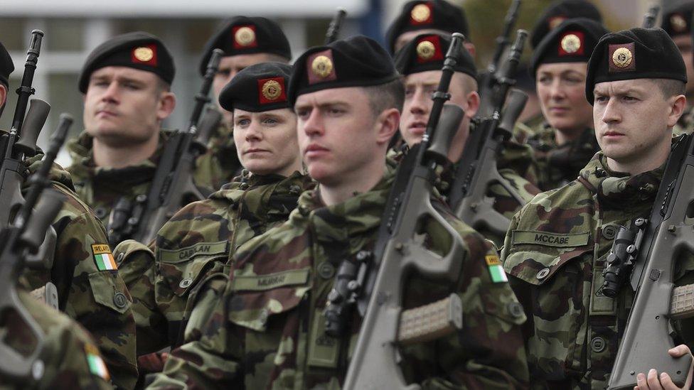 Irish soldiers marching