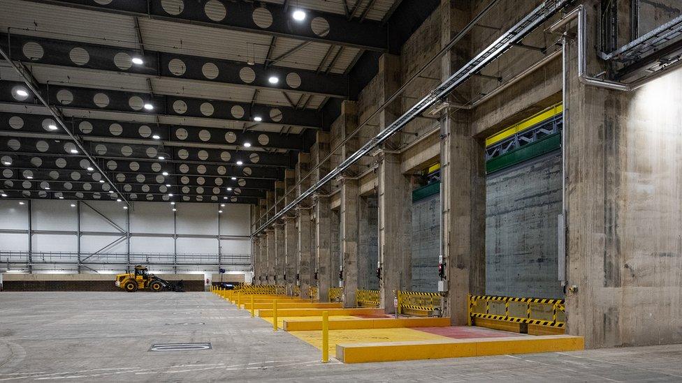 The inside of the Rookery South Energy Recovery Facility, in Stewartby, Bedfordshire