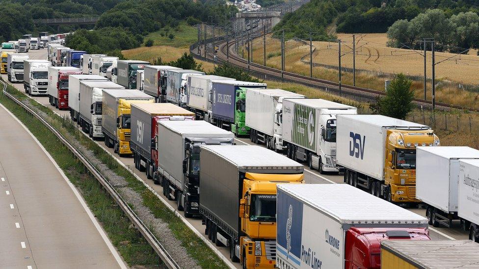 Trucks queuing