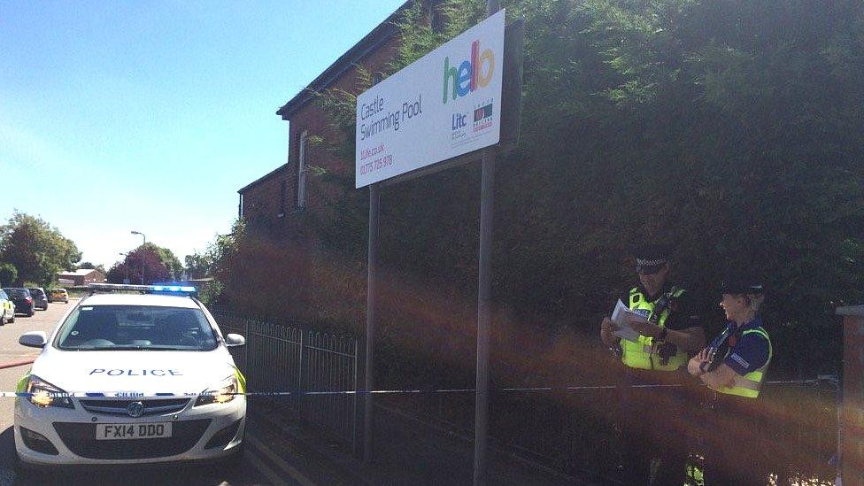 Police outside the Castle Swimming Pool