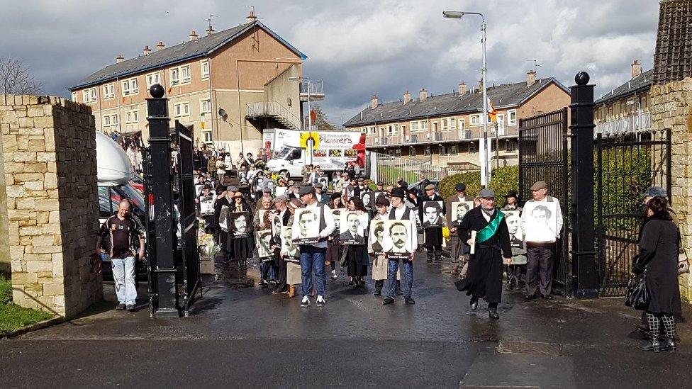 An Easter Rising parade in Derry marched into the City Cemetery