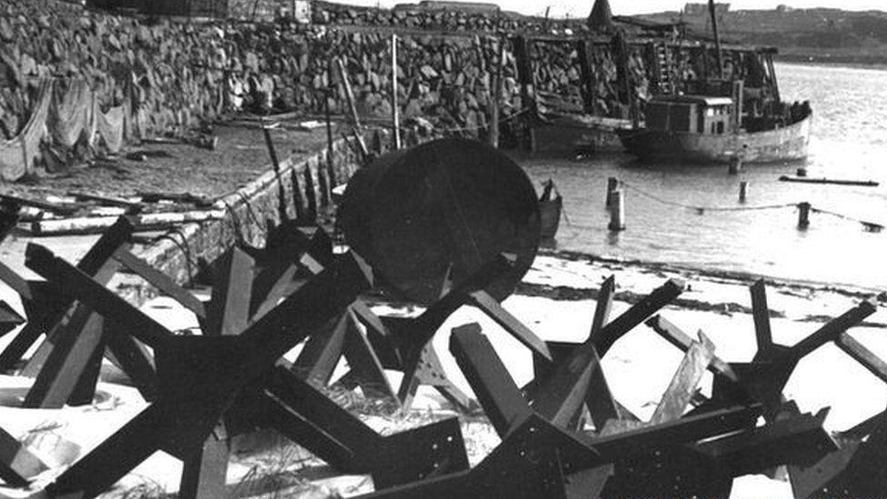 Alderney's breakwater at Braye beach, pictured during the island's German occupation