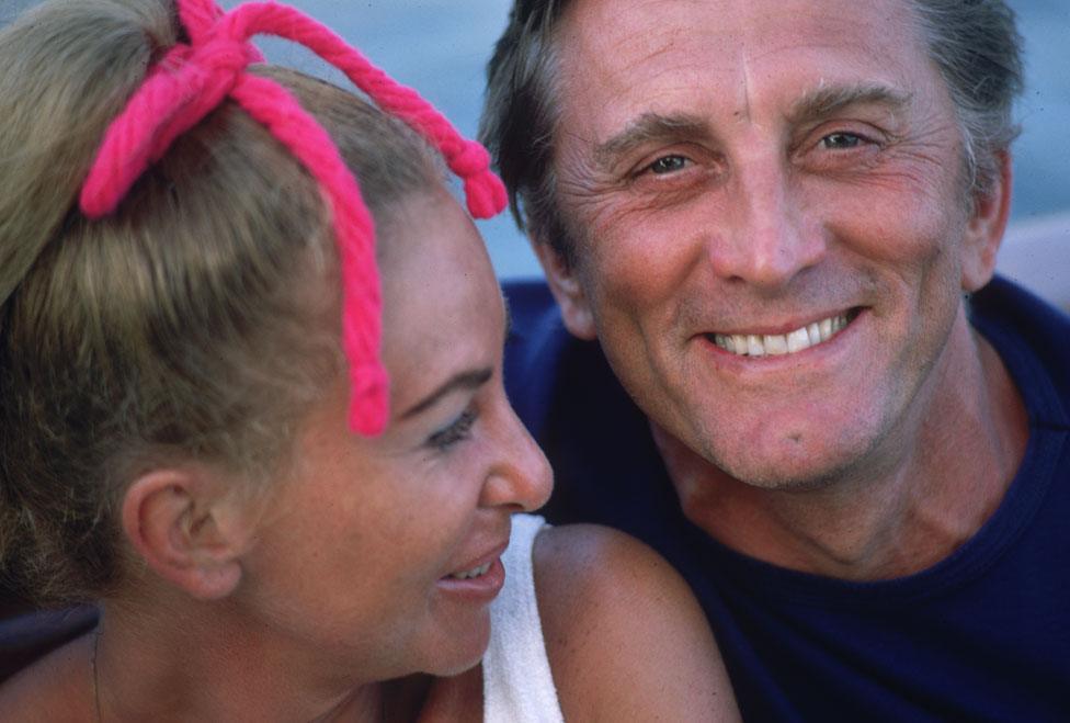 Kirk Douglas with his wife Anne Buydens in Acapulco in 1968