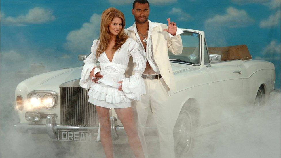 Cheryl Tweedy and her then-husband Ashley Cole promote the National Lottery Dream Number in 2006