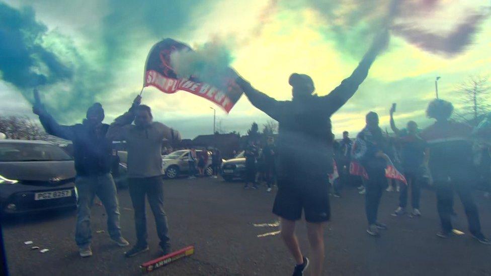 Rangers fans in Belfast celebrating title win