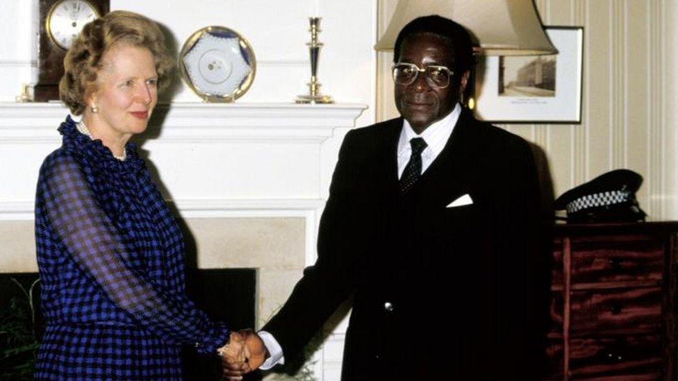 Margaret Thatcher and Robert Mugabe in 1984