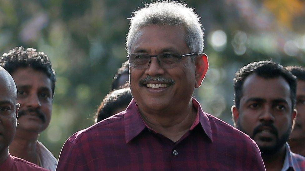 Gotabaya Rajapaksa leaves after casting his vote during the presidential election in Colombo, Sri Lanka November 16, 2019