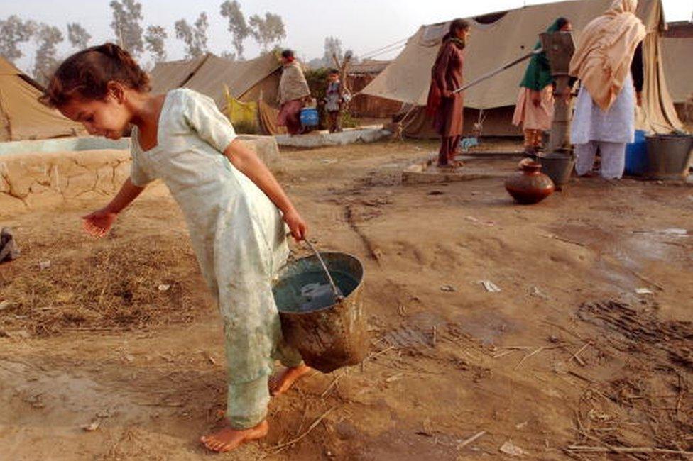 Hindu refugees from Pakistan in a refugee camp in Jammu