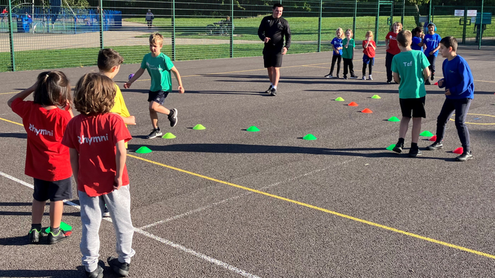 Children take part in a sports activity