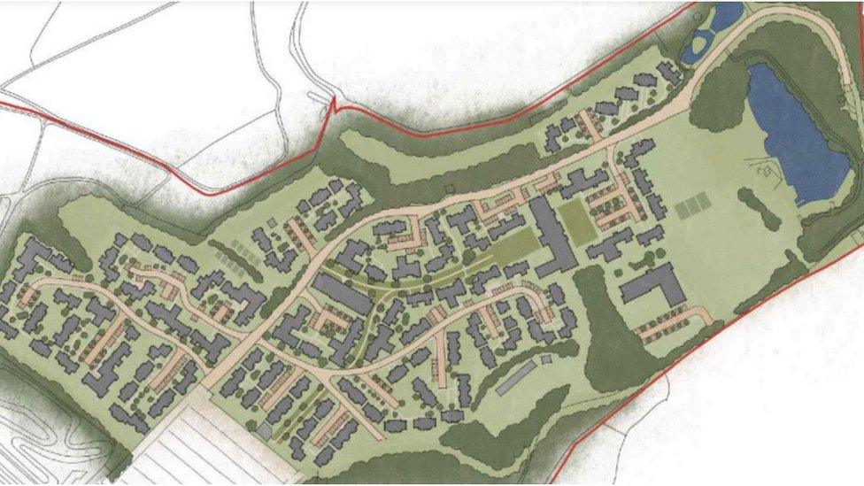 site plan and layout of the proposed development at the Matchams Stadium site at St Leonards, in Ringwood.