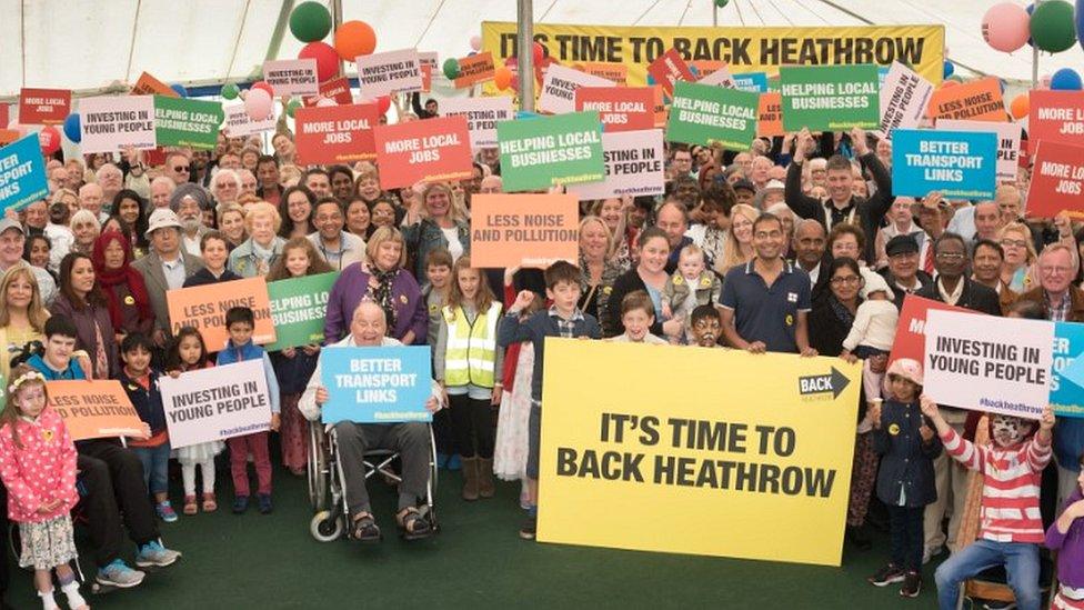 People at Heathrow rally