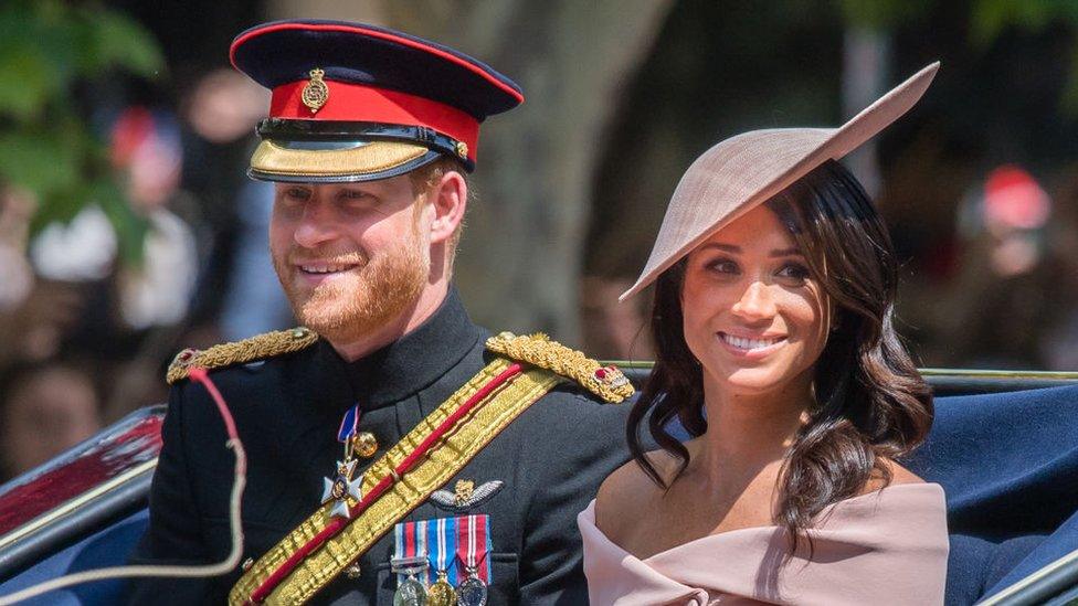 The Duke and Duchess of Sussex in a carriage on their wedding day