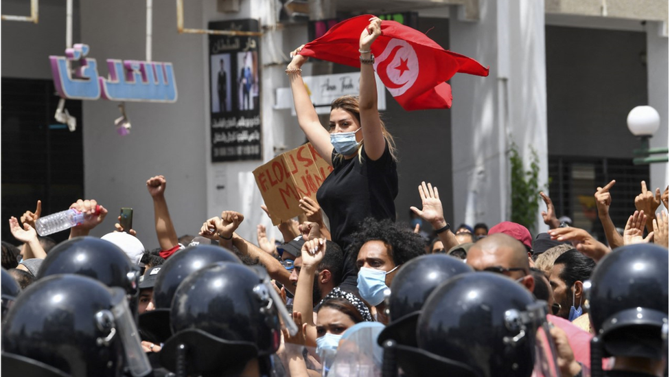 A demonstration in Tunisia in 2021