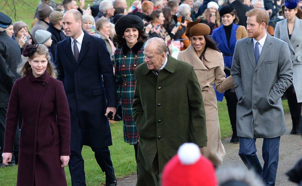 The Duke of Edinburgh captured visiting the church at Sandringham in December 2017