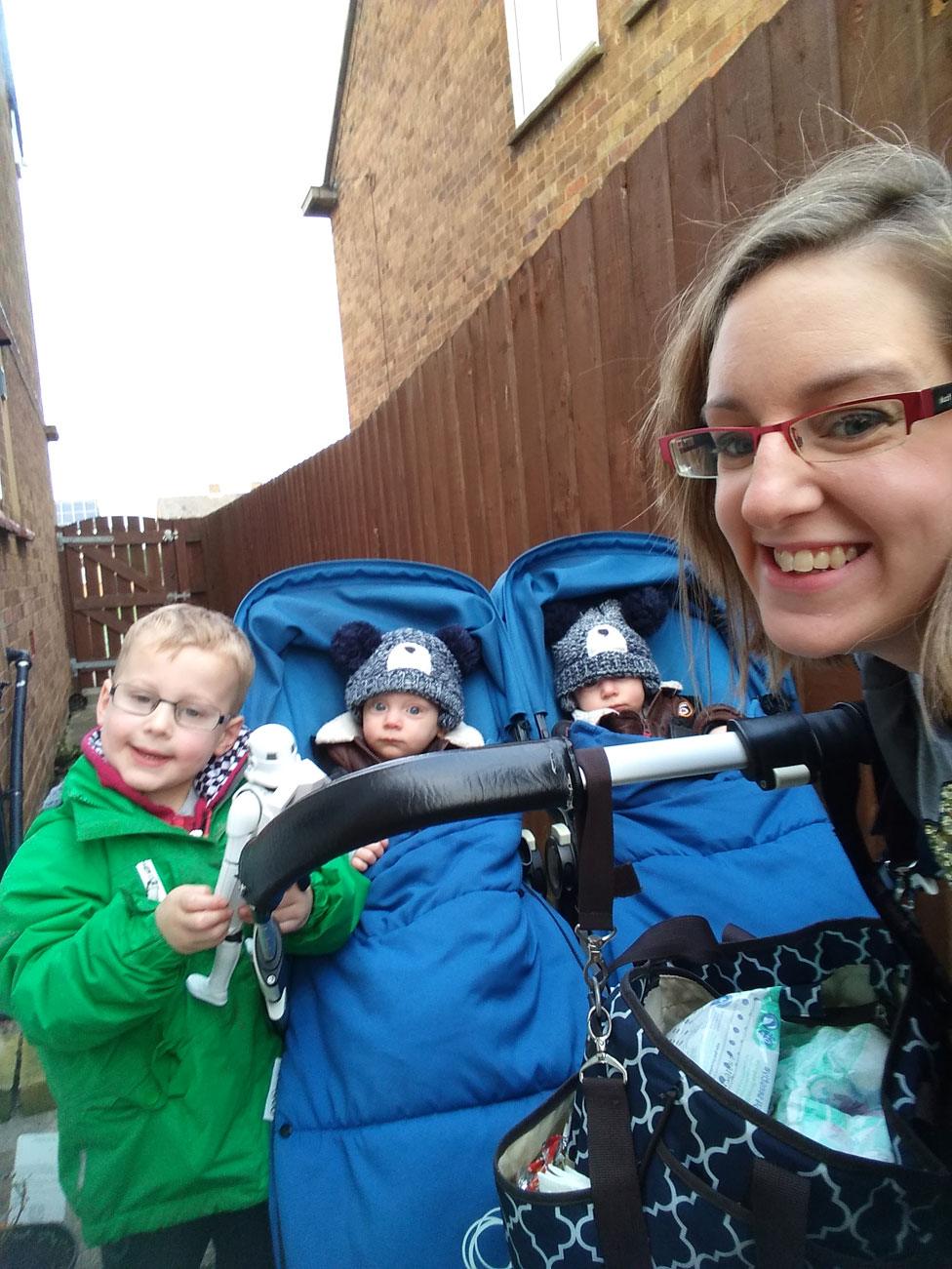 Stephanie with her sons Jamie, Reece and Luca