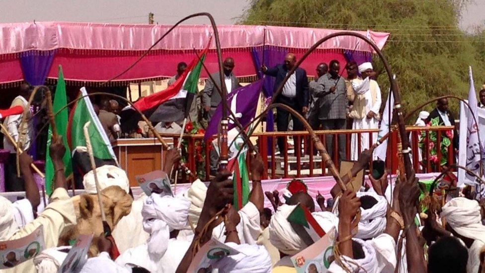 Omar al-Bashir at a rally