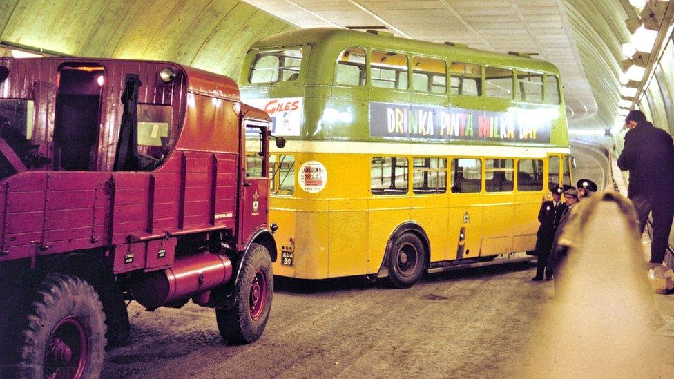 Bus broken down in the Clyde Tunnel 1963