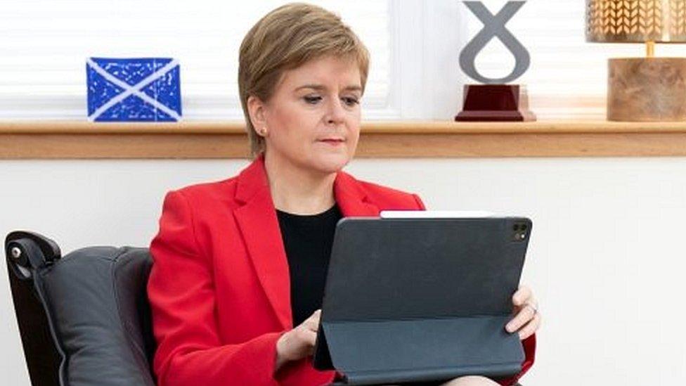 Nicola Sturgeon preparing her speech