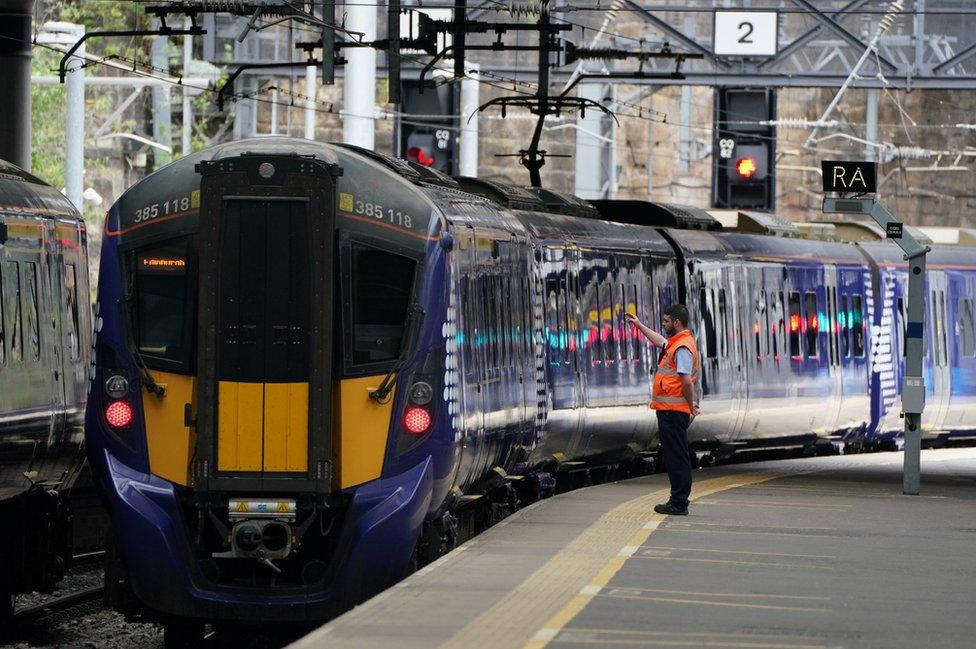 Train pulling into station