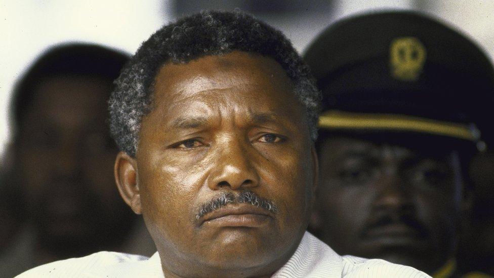 Tanzanian President elect Ali Hassan Mwinyi at ceremony in Zanzibar.